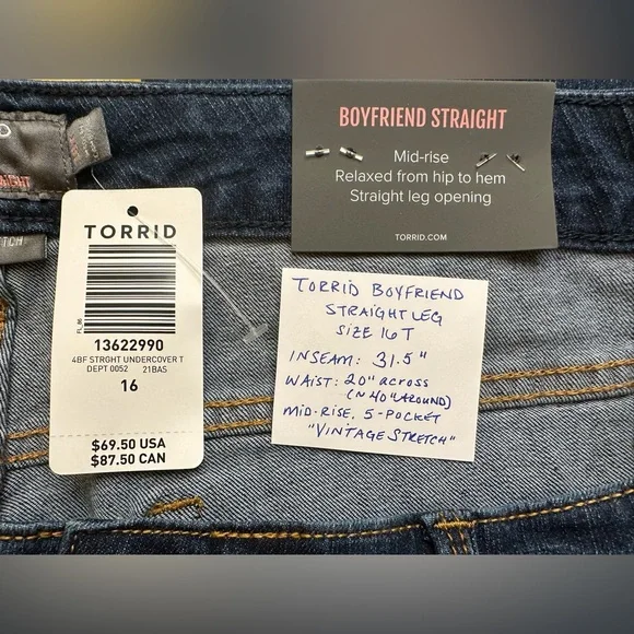 Torrid Boyfriend Straight Leg Vintage Stretch Jeans NWT - Picture 7 of 7